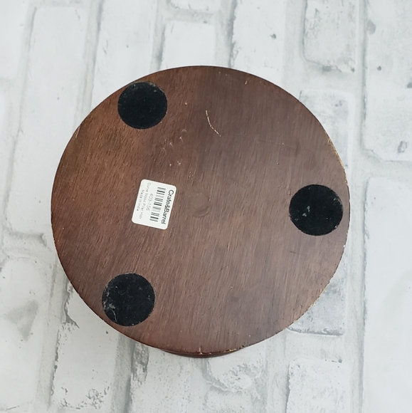 Crate and Barrel Wooden Pillar Candle Curve Holder - Picture 4 of 11